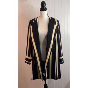 Chicos Womens Striped Open Front Blazer Jacket 2P Polyester